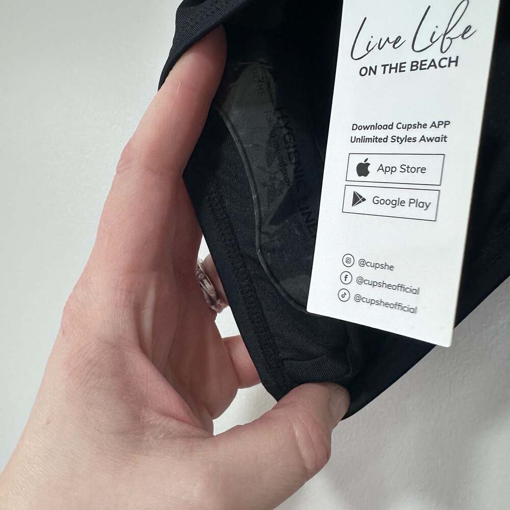 NWT Cupshe Black High Waist Bikini Bottom - Picture 3 of 4